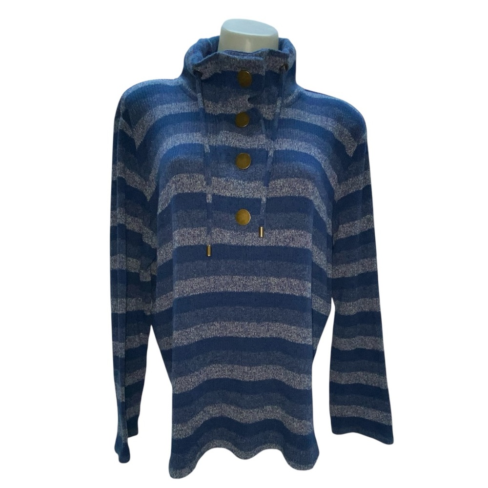 * Ruby Rd. Mens size large button 1/3 front layering pull over sweater striped - Picture 10 of 11